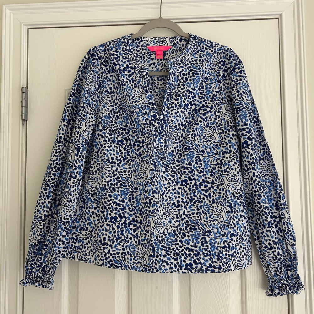 Lilly Pulitzer Blue and White Print Women's Tunic Size Small
